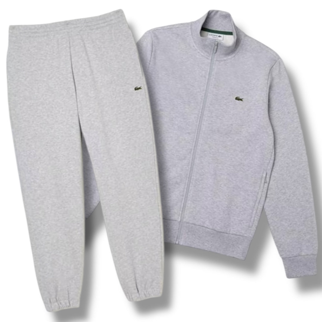 LACOSTE ZIP UP TRACK TOP TRACKSUIT LIGHT GREY