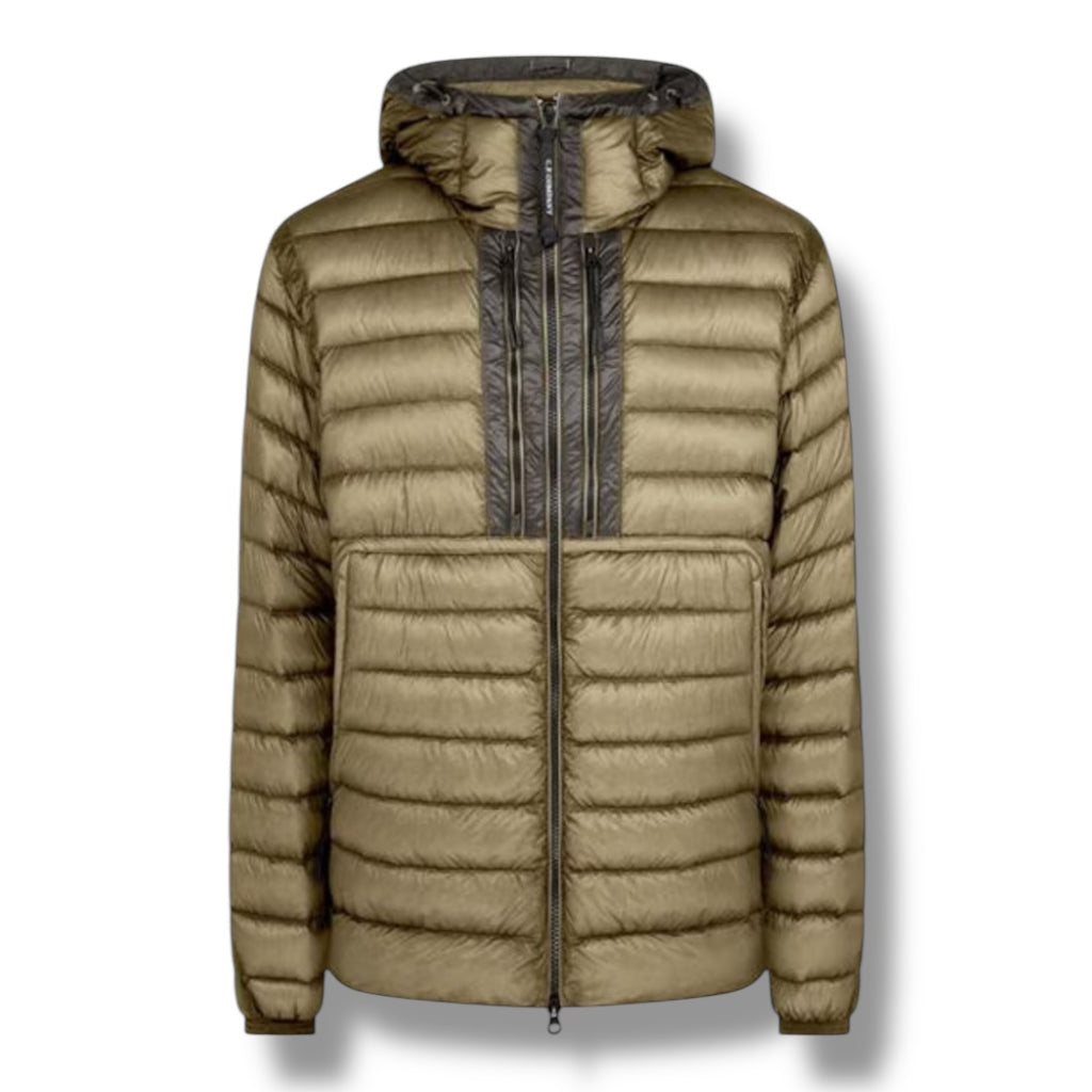 CP COMPANY DD SHELL GOGGLE DOWN PUFFER JACKET KHAKI GREEN