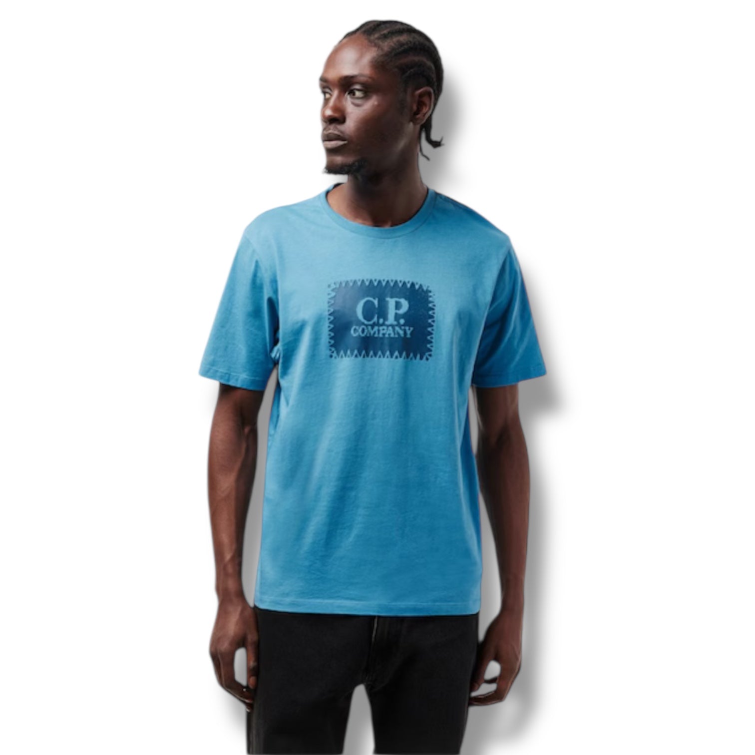 CP COMPANY STAMP LOGO T-SHIRT AEGEAN BLUE