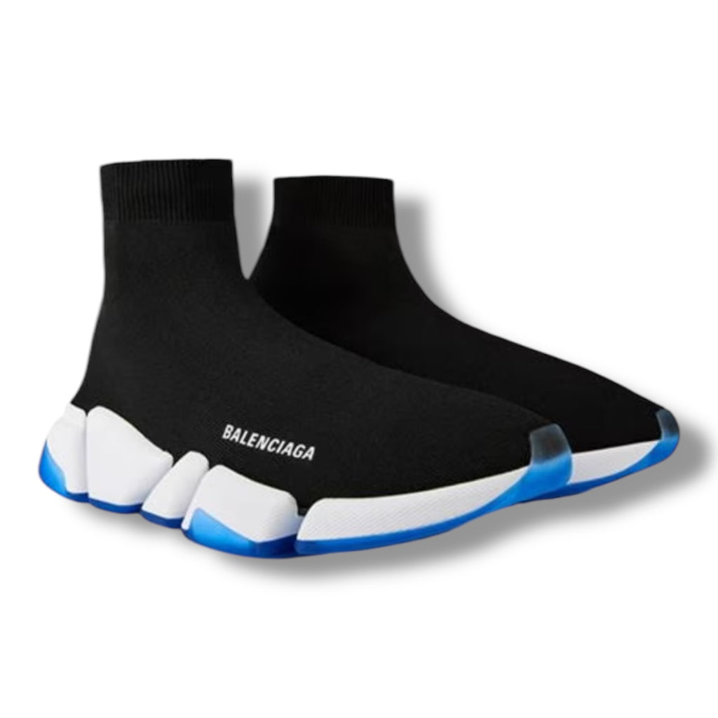 BALENCIAGA SPEED 2.0 SOCK TRAINERS BLACK - WHITE - BLUE