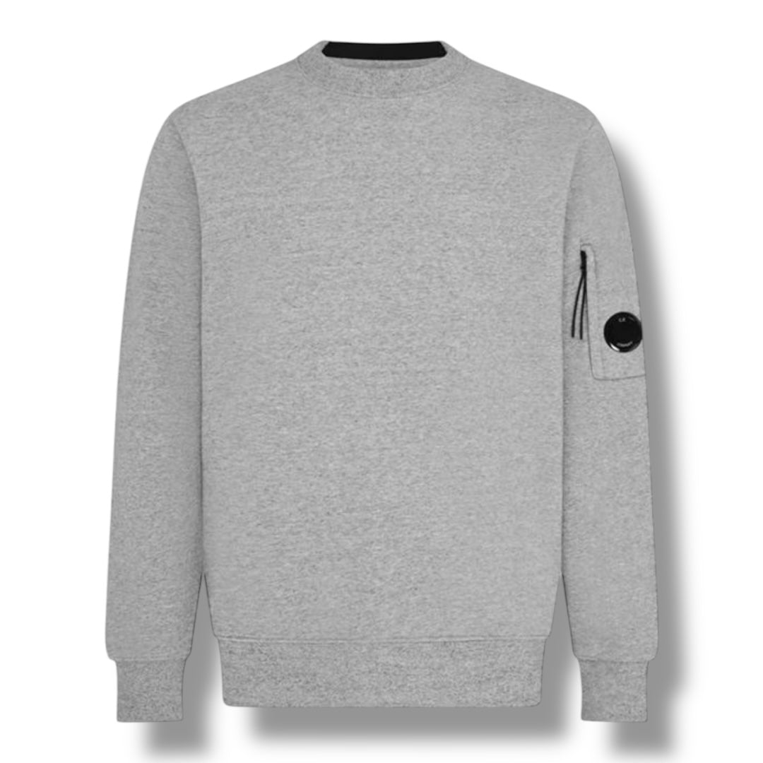 CP COMPANY LENS ARM CREWNECK SWEATSHIRT LIGHT GREY