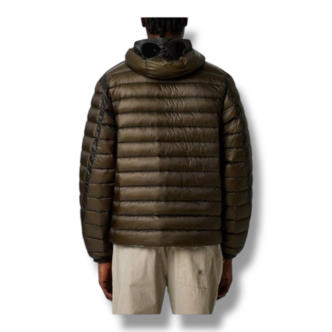 CP COMPANY DD SHELL GOGGLE DOWN PUFFER JACKET BROWN