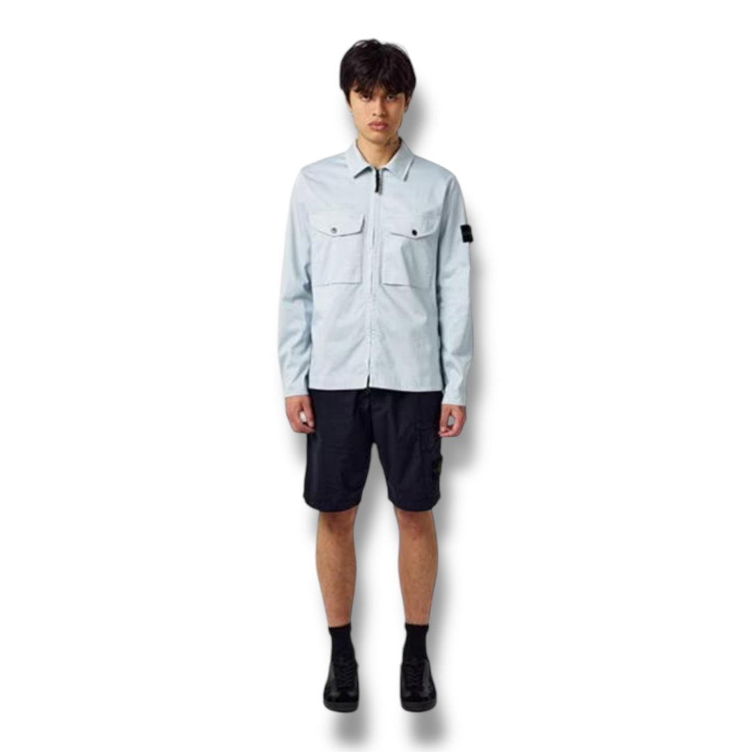 STONE ISLAND STRETCH COTTON OVERSHIRT CIELO BLUE