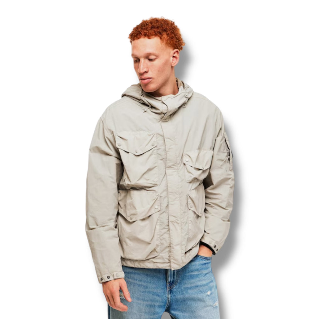 CP COMPANY HOODED GOOGLE JACKET DOVE GREY