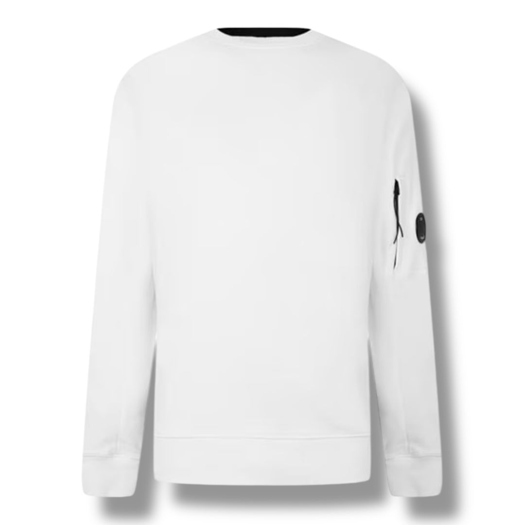CP COMPANY LENS ARM CREWNECK SWEATSHIRT WHITE