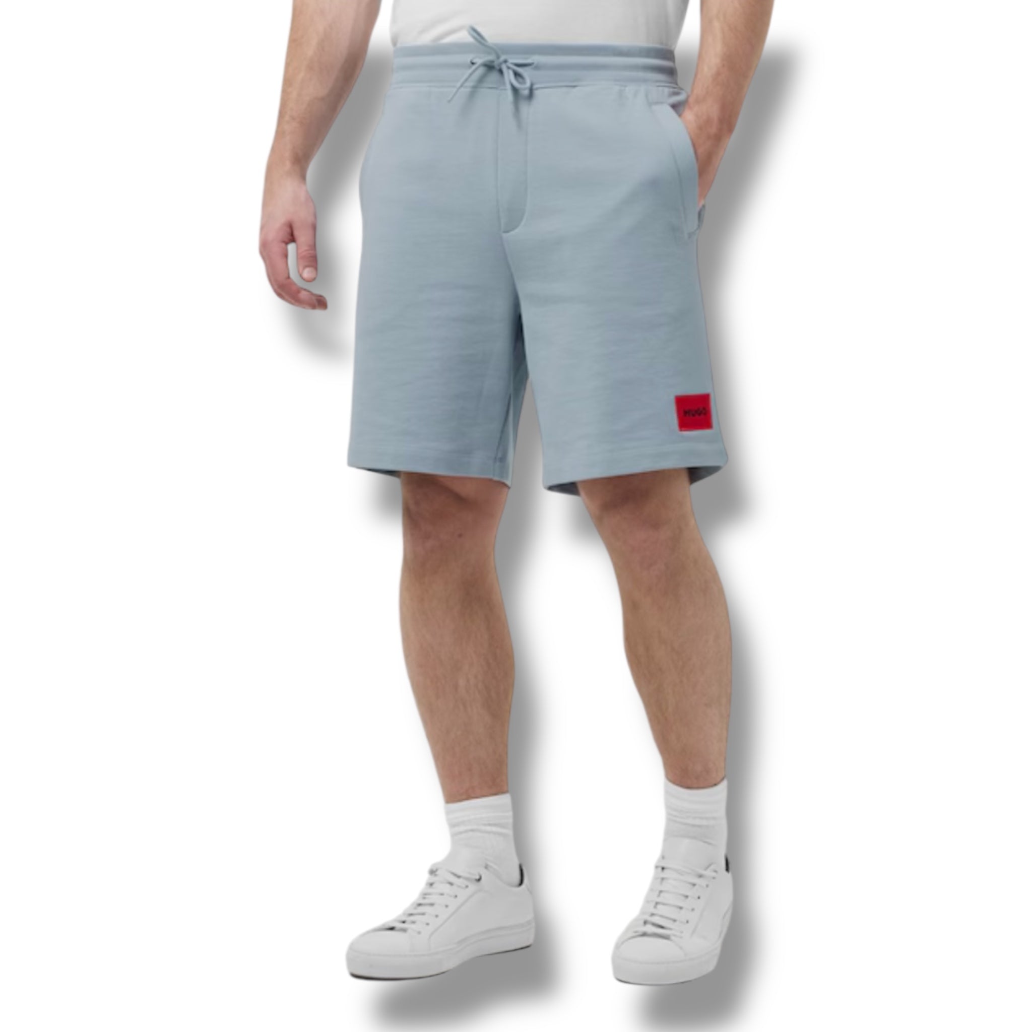 HUGO BOSS HUGO RED PATCH HOODIE & JERSEY SHORTS SET SKY BLUE