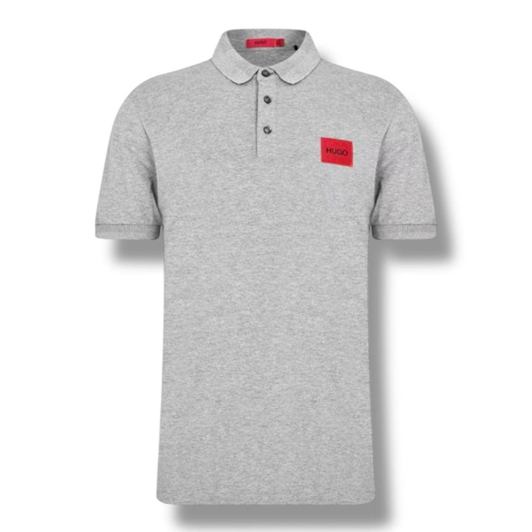HUGO RED PATCH POLO SHIRT GREY