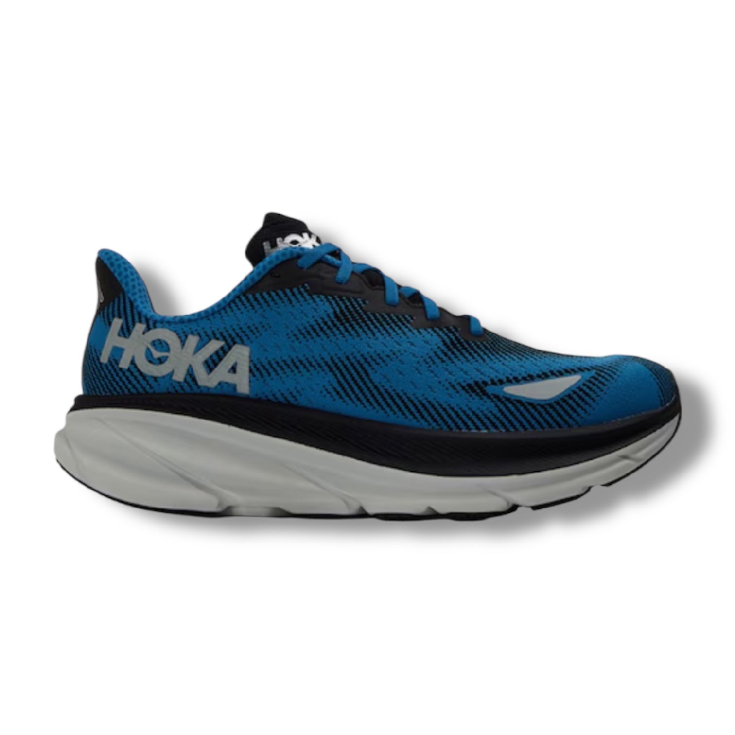 HOKA CLIFTON 9 GORE-TEX RUNNING TRAINERS BLUE BLACK