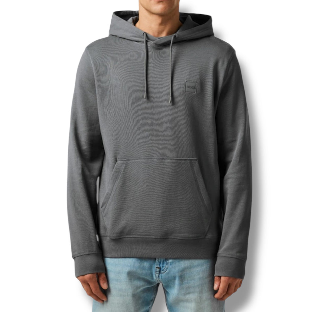 HUGO BOSS PATCH OTTH HOODIE CHARCOAL GREY