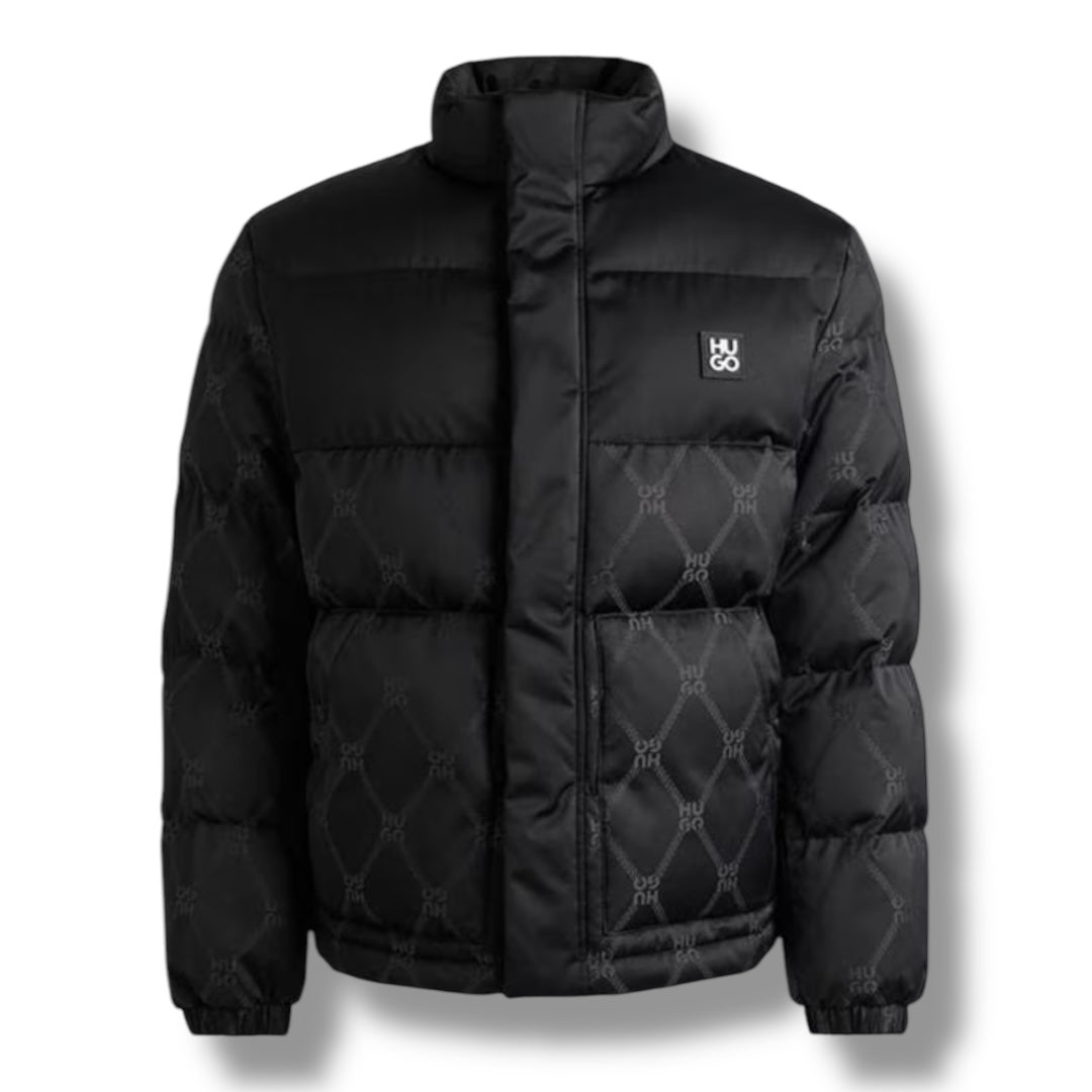 HUGO BOSS HUGO STACK MONO LOGO PUFFER JACKET BLACK