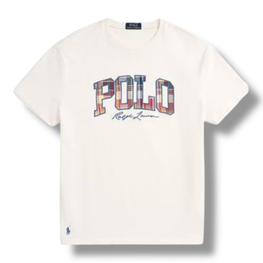 RALPH LAUREN POLO CHECK LOGO T-SHIRT BEIGE