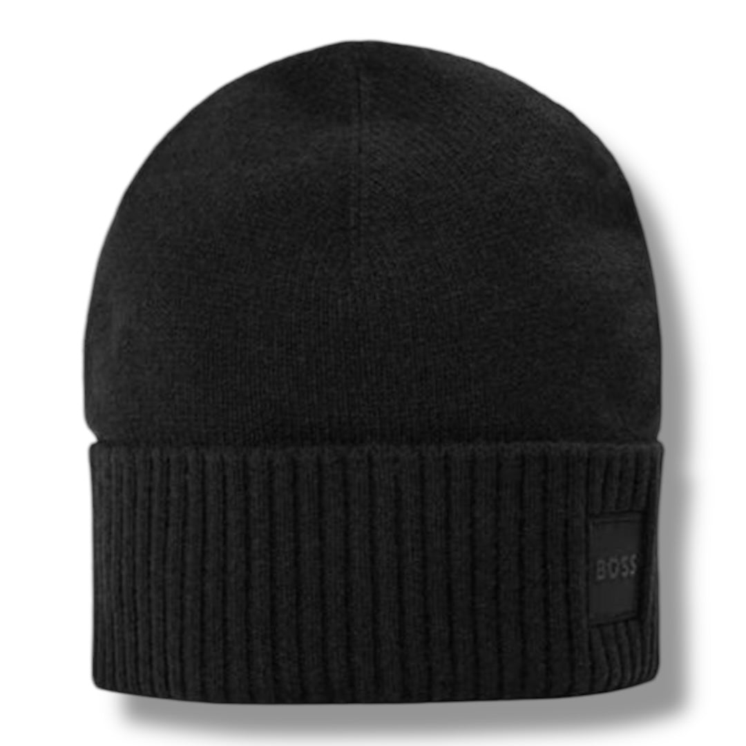 HUGO BOSS PATCH BEANIE BLACK