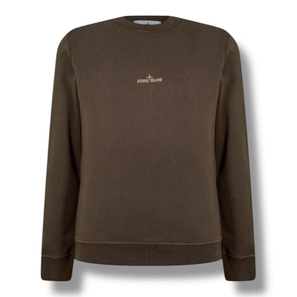 STONE ISLAND DIAL BACK LOGO CREWNECK SWEATSHIRT KHAKI GREEN