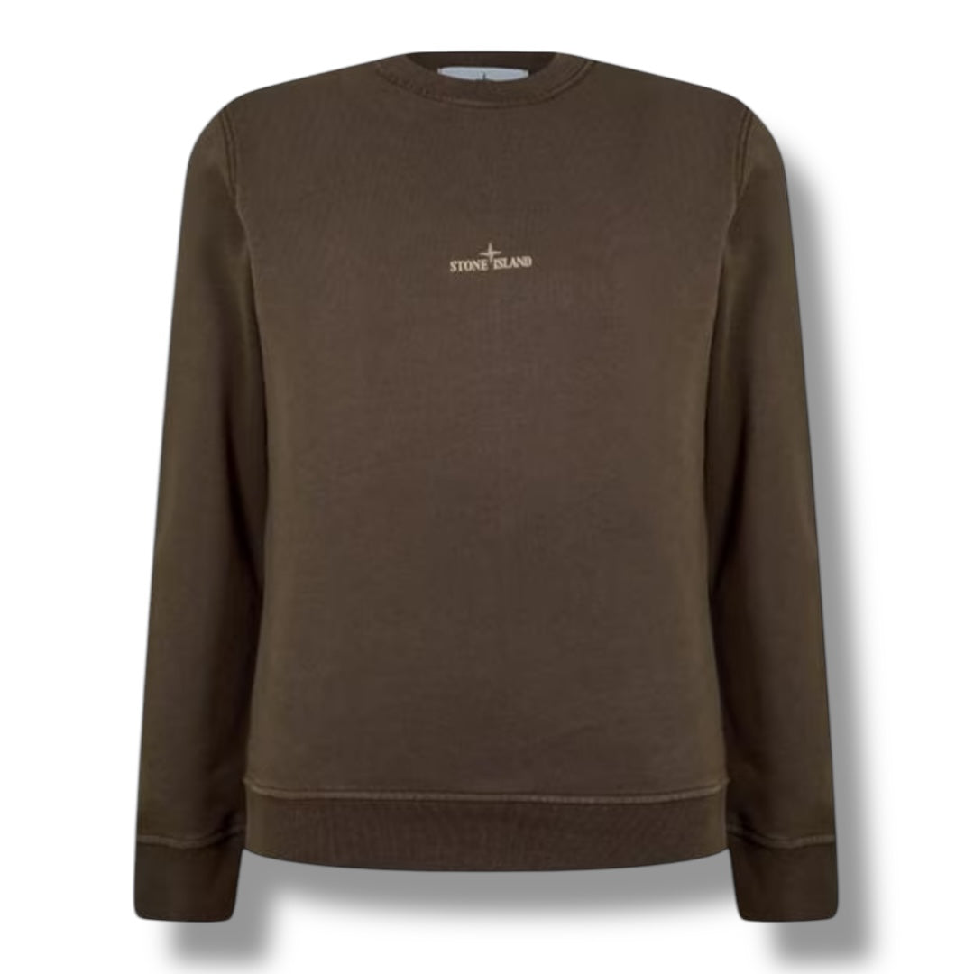 STONE ISLAND DIAL BACK LOGO CREWNECK SWEATSHIRT KHAKI GREEN