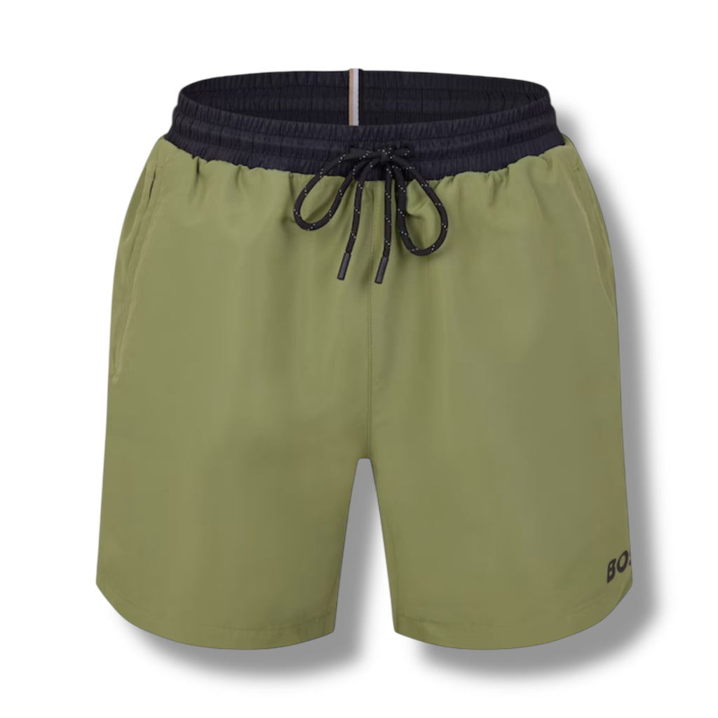 HUGO BOSS BIG LOGO T-SHIRT & SWIM SHORTS COMBO SAGE GREEN