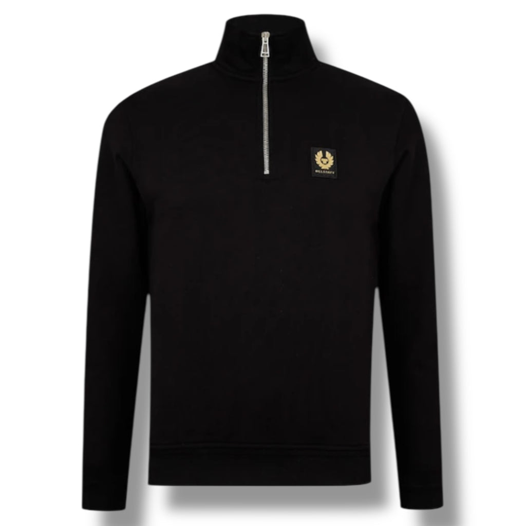 BELSTAFF PATCH LOGO 1/4 ZIP SWEATSHIRT BLACK