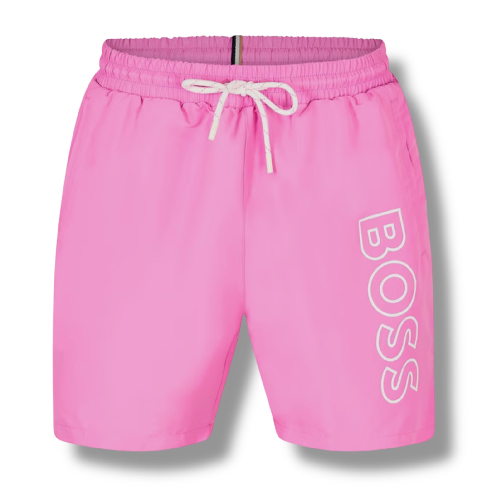 HUGO BOSS CLASSIC LOGO T-SHIRT & SWIM SHORTS SET WHITE & PINK