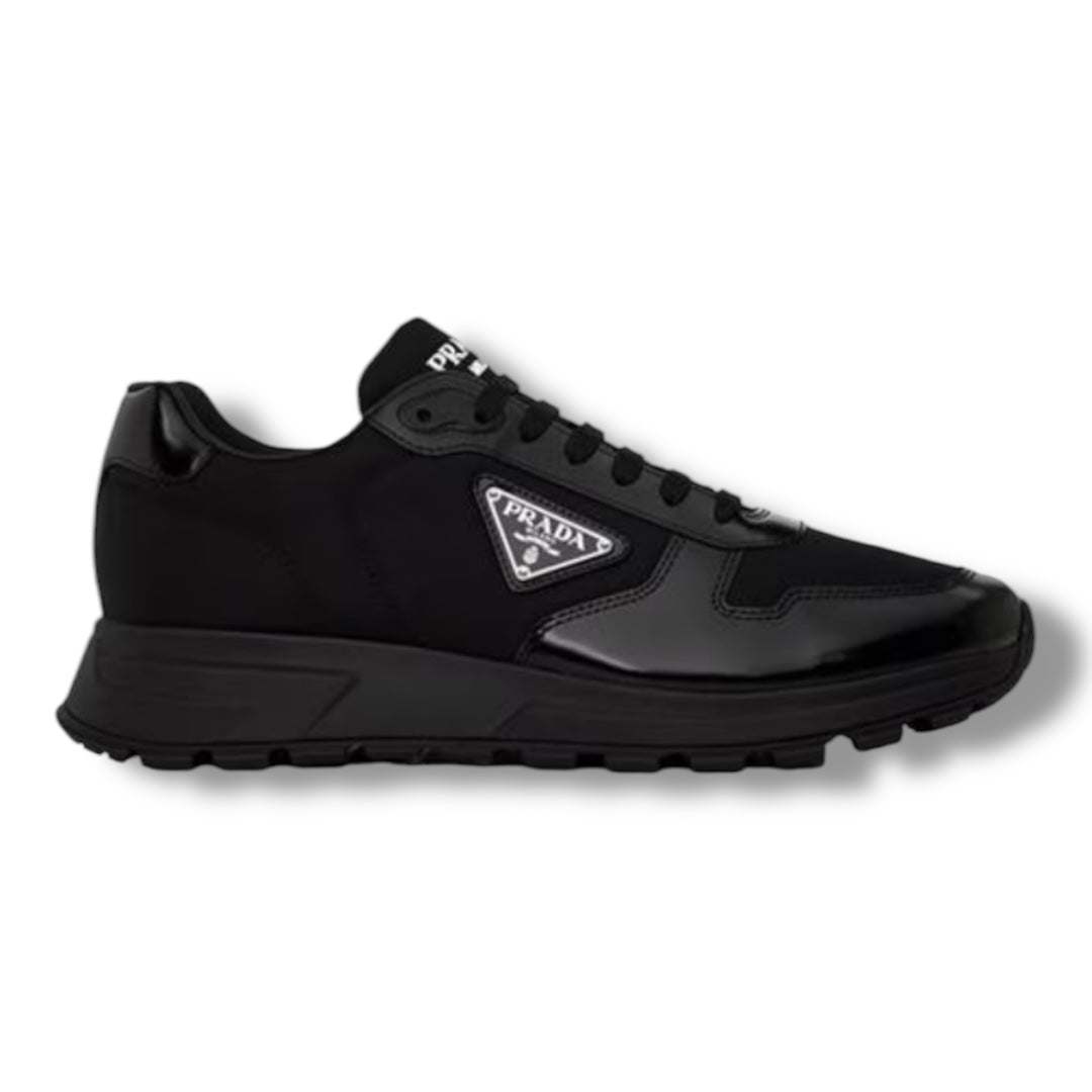 PRADA RE-NYLON TRIANGLE LOGO TRAINERS BLACK