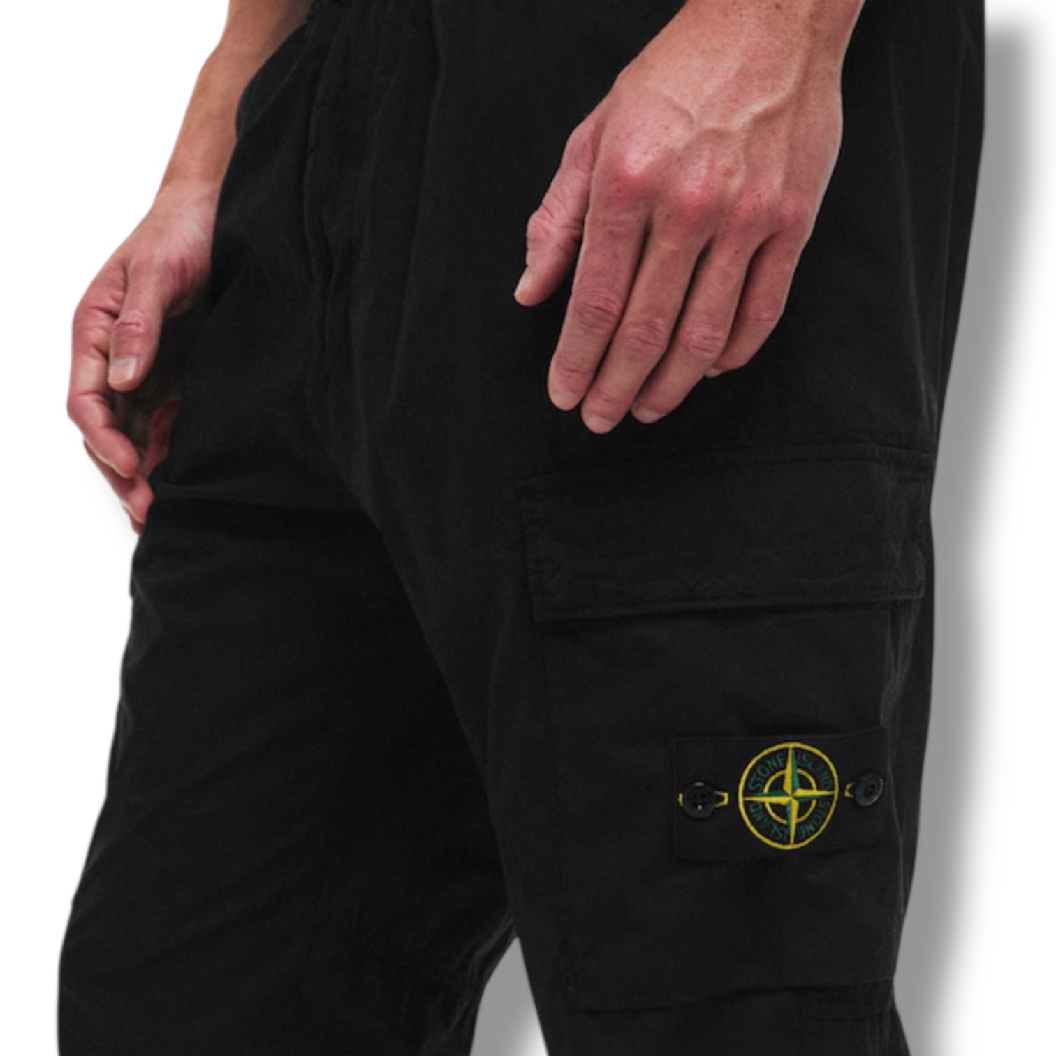 STONE ISLAND TELA CARGO PANT BLACK
