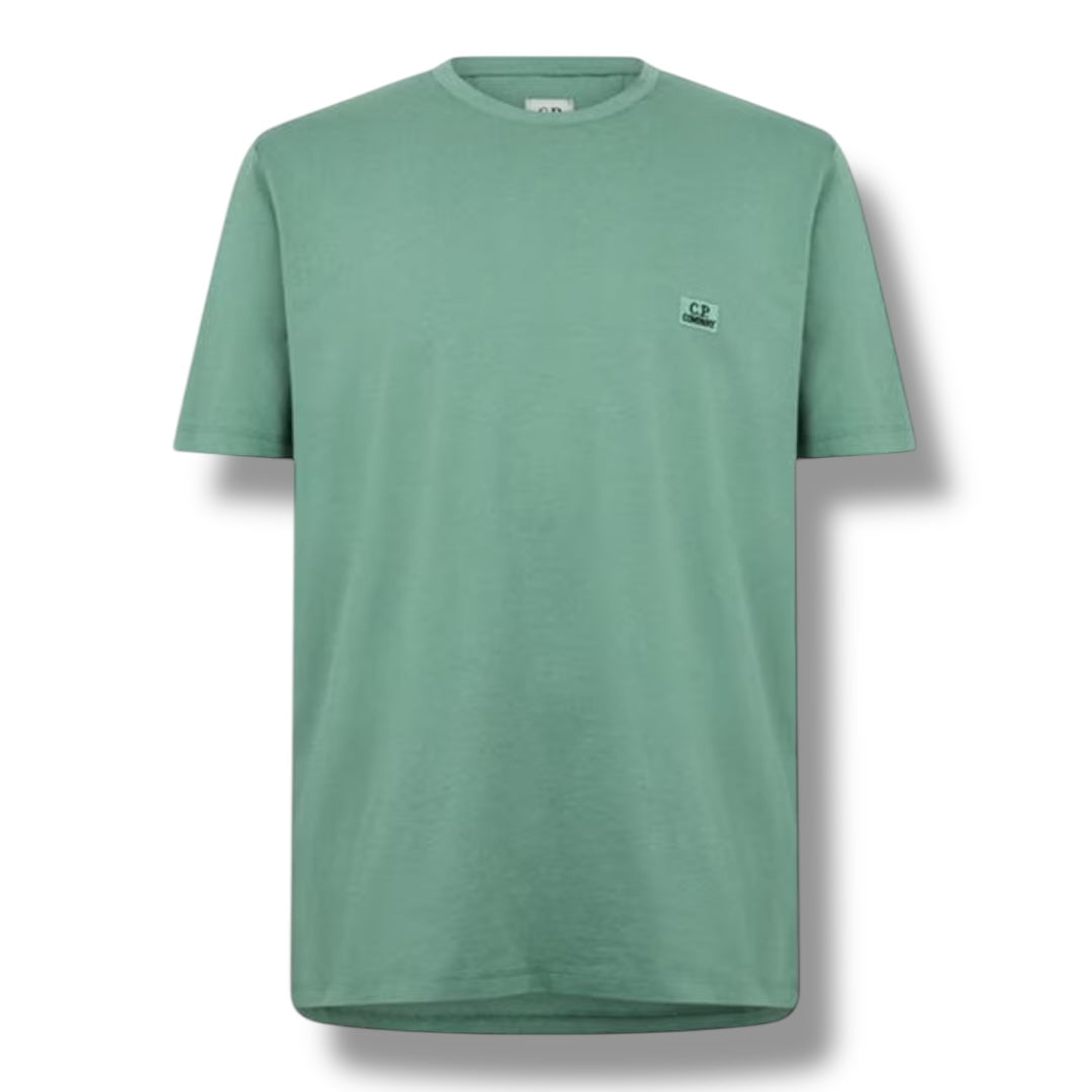 CP COMPANY EMBROIDERED LOGO T-SHIRT GREEN