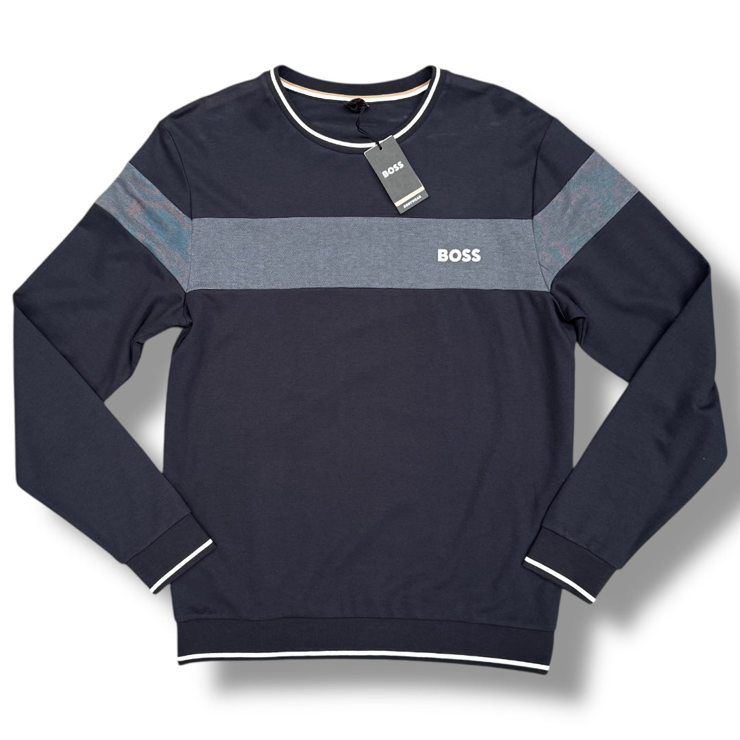 HUGO BOSS CHEST STRIP SWEATSHIRT NAVY BLUE *SALE*