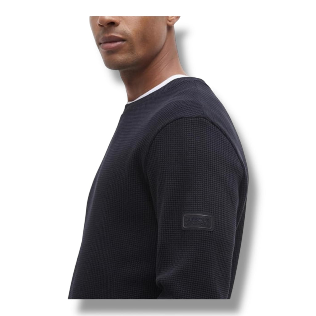 BARBOUR INTERNATIONAL WAFFLE SWEATSHIRT BLACK