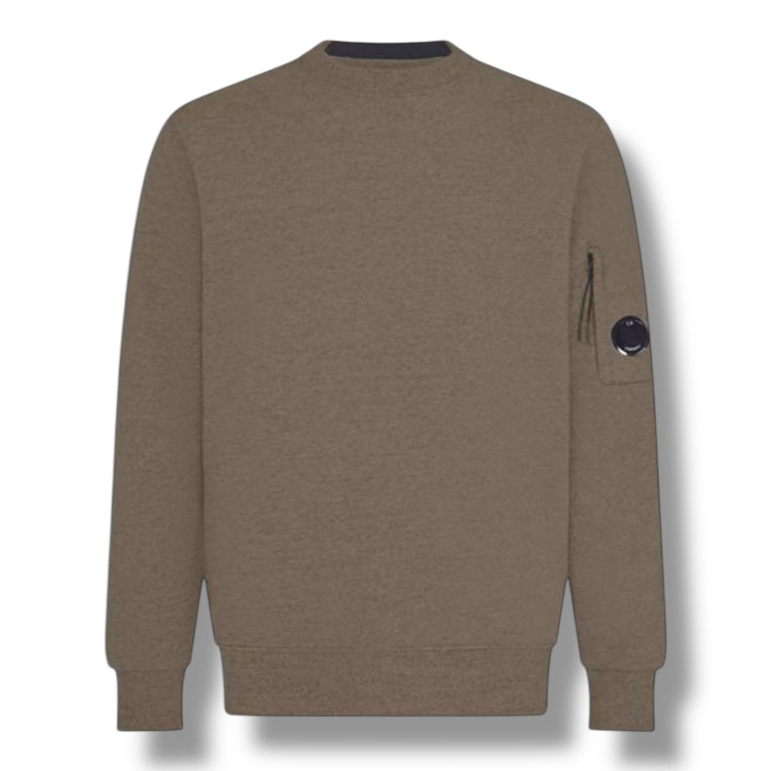 CP COMPANY LENS ARM CREWNECK SWEATSHIRT WALNUT BROWN