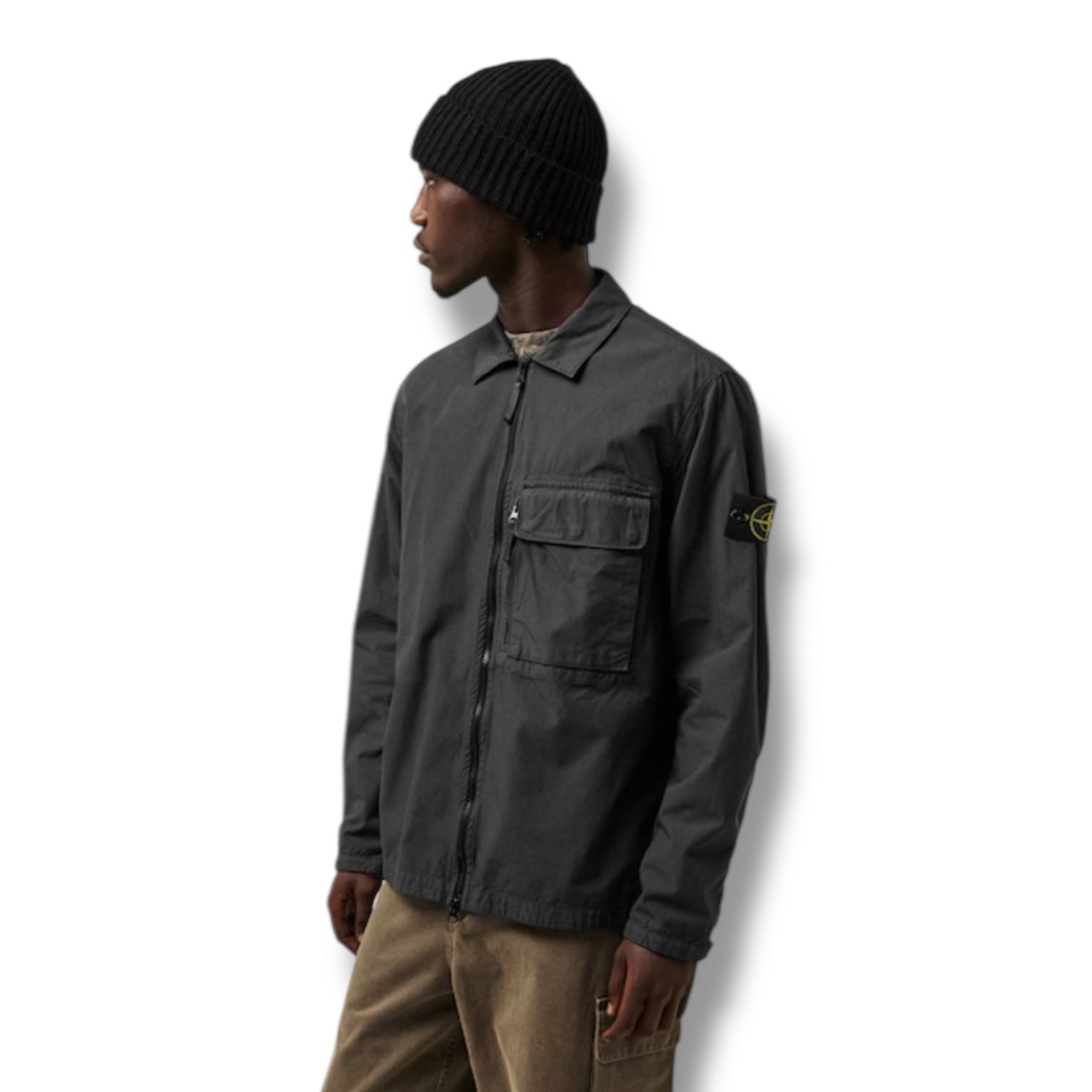 STONE ISLAND ZIP UP OVERSHIRT CHARCOAL GREY