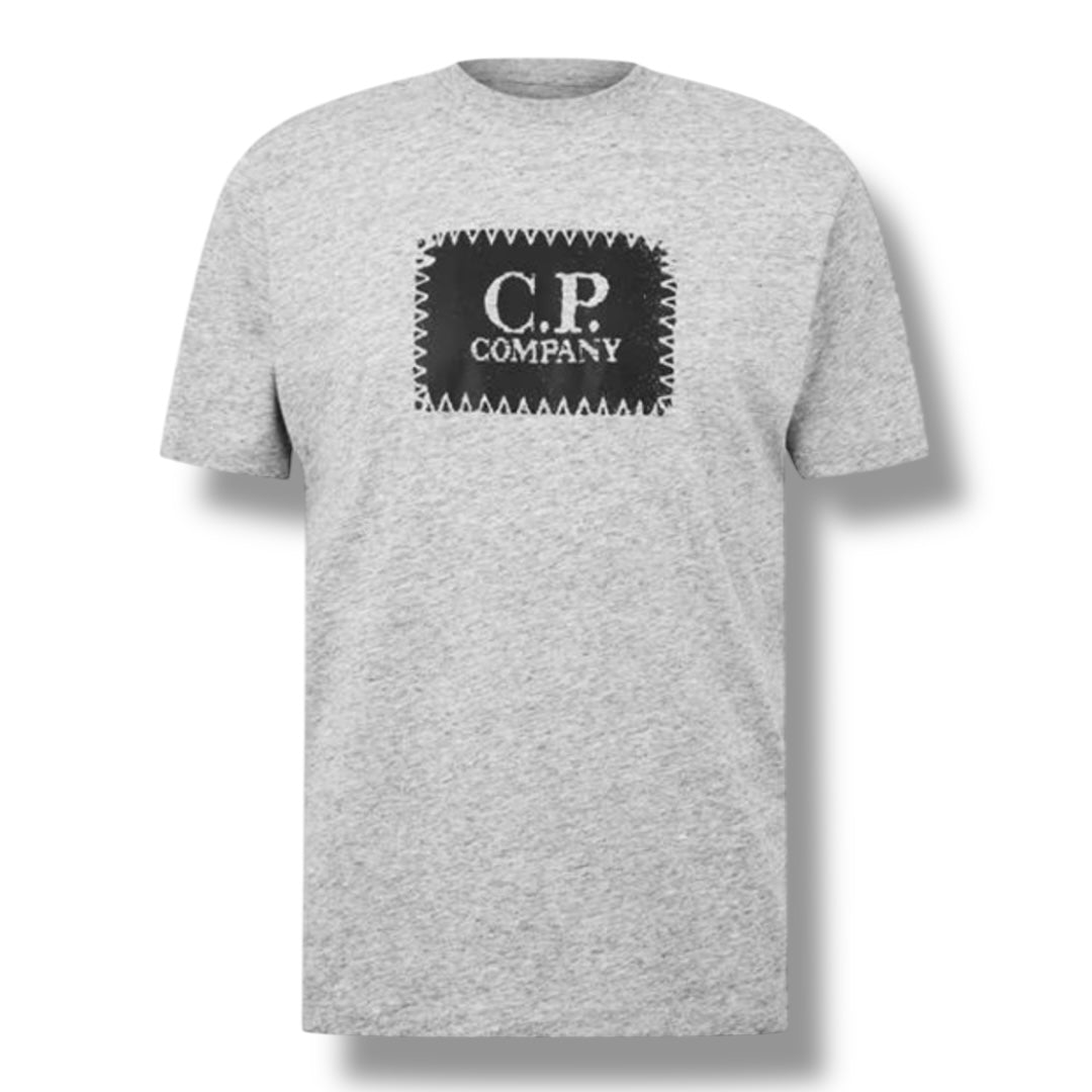 CP COMPANY STAMP LOGO T-SHIRT LIGHT GREY