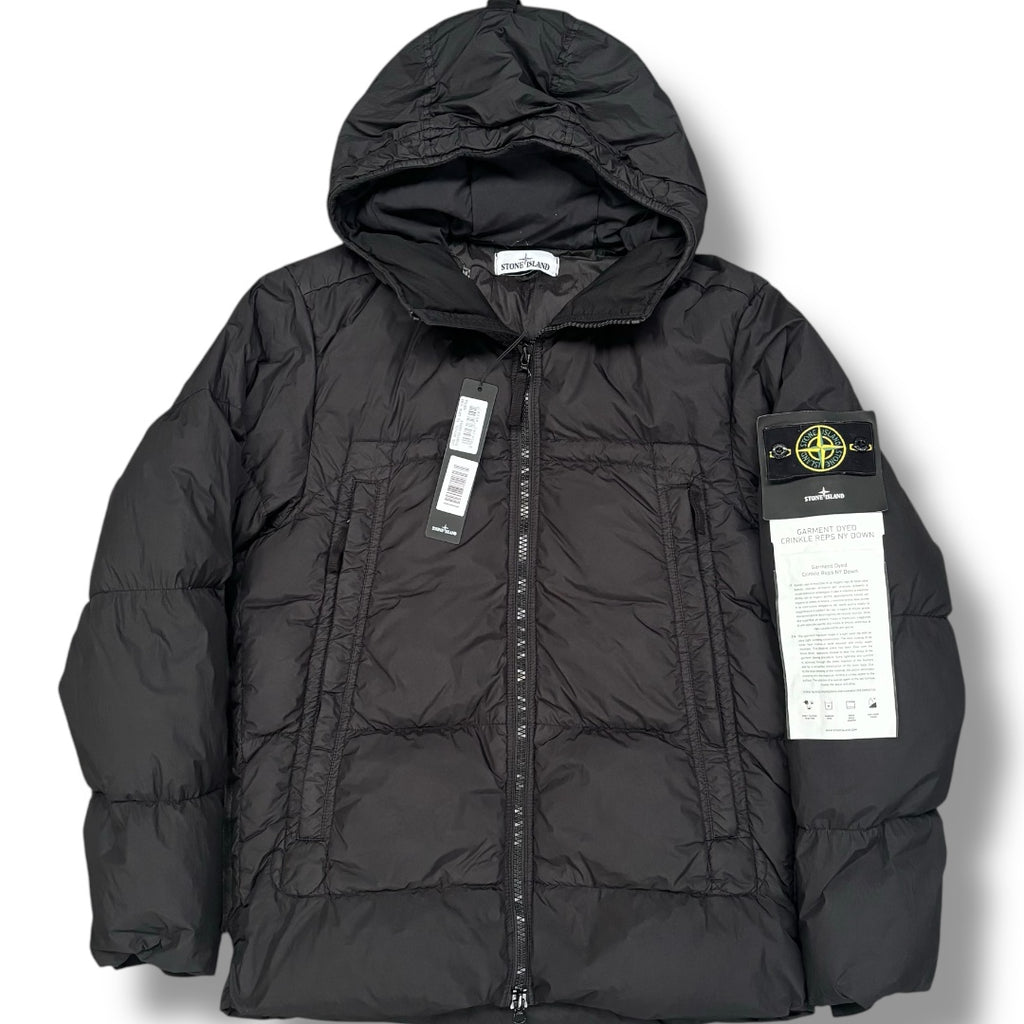 STONE ISLAND CRINKLE REPS NY DOWN HOODED JACKET BLACK * SALE *