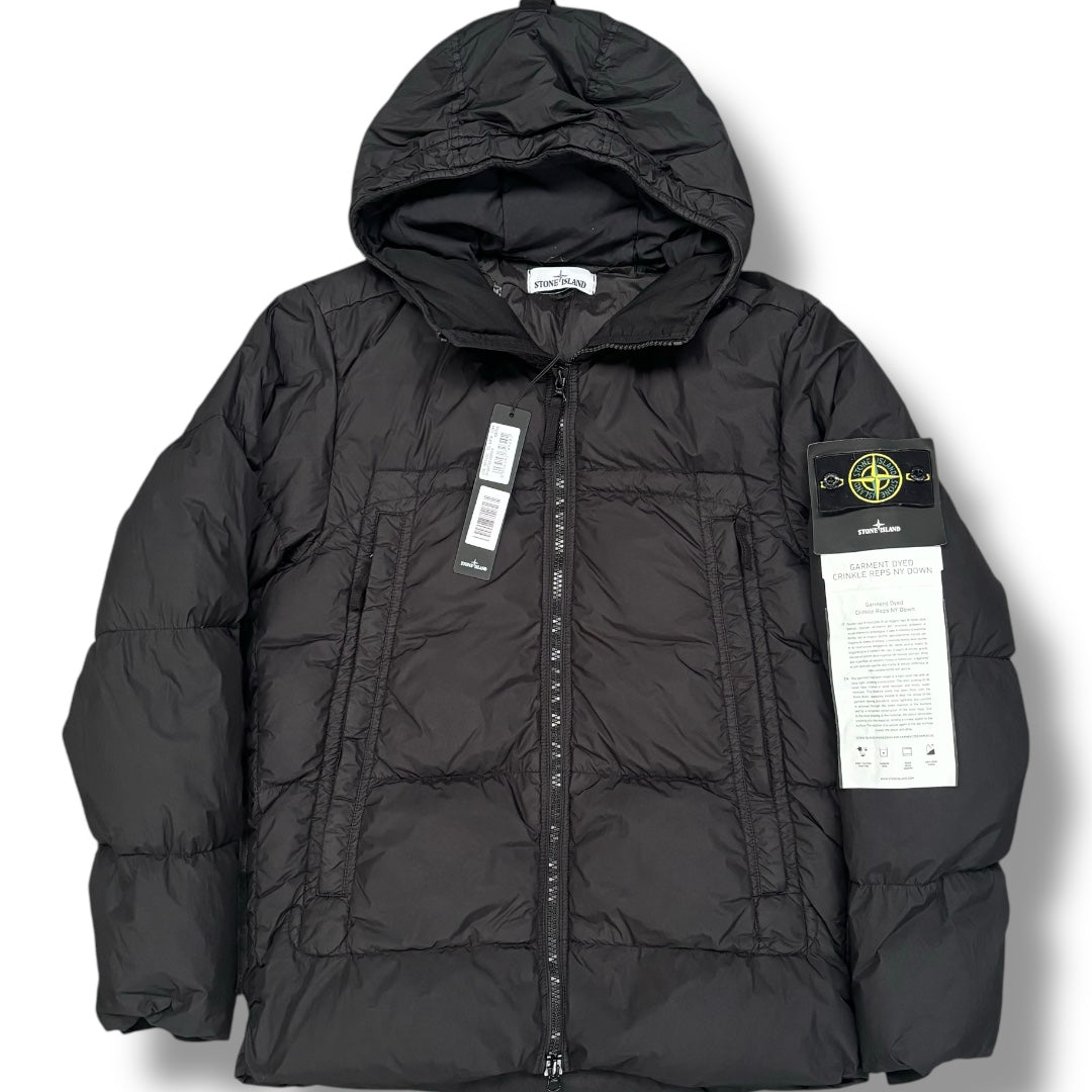 STONE ISLAND CRINKLE REPS NY DOWN HOODED JACKET BLACK * SALE *