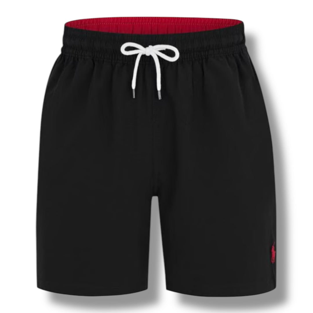 RALPH LAUREN LOGO SWIM SHORTS BLACK
