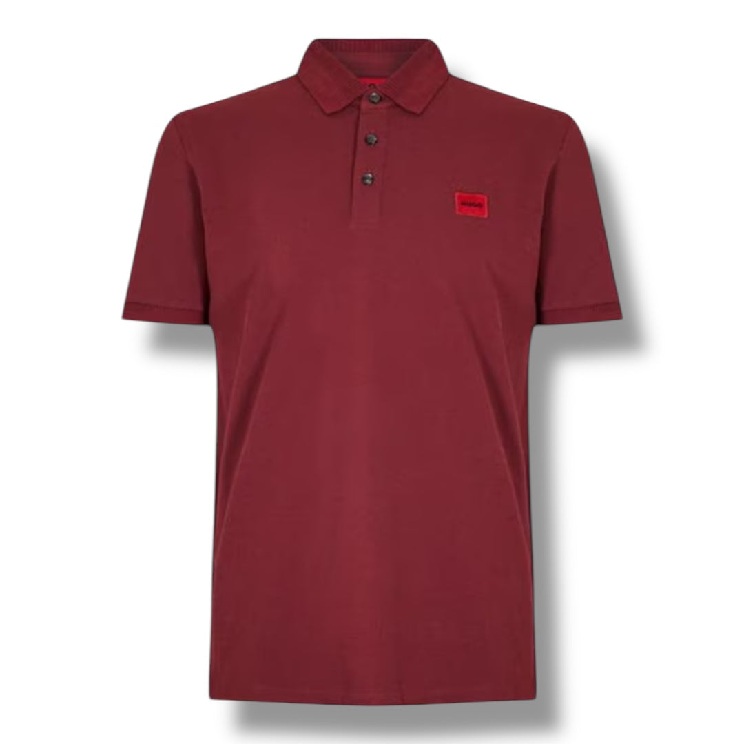 HUGO RED PATCH POLO SHIRT BURGUNDY
