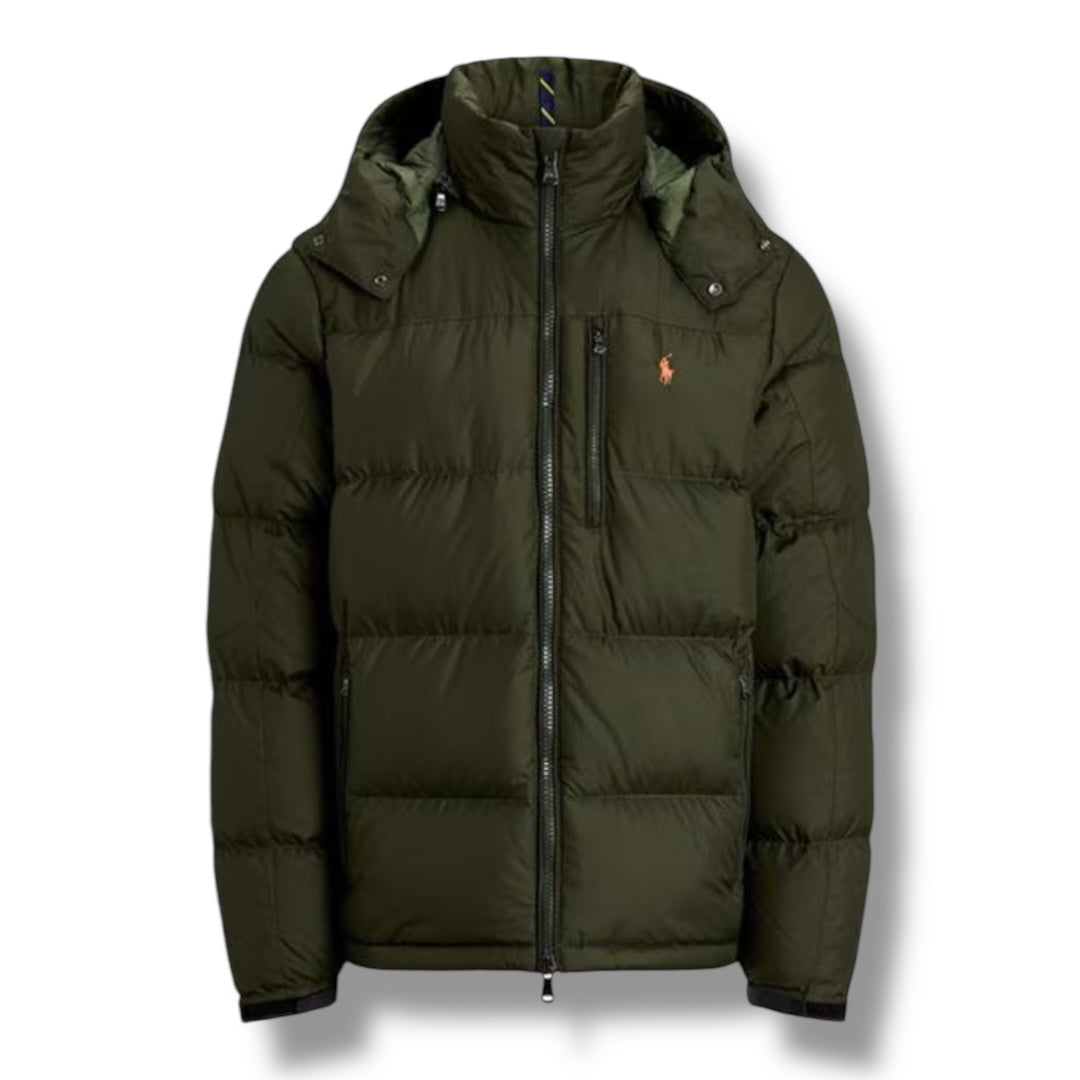 RALPH LAUREN HOODED PUFFER JACKET OLIVE GREEN