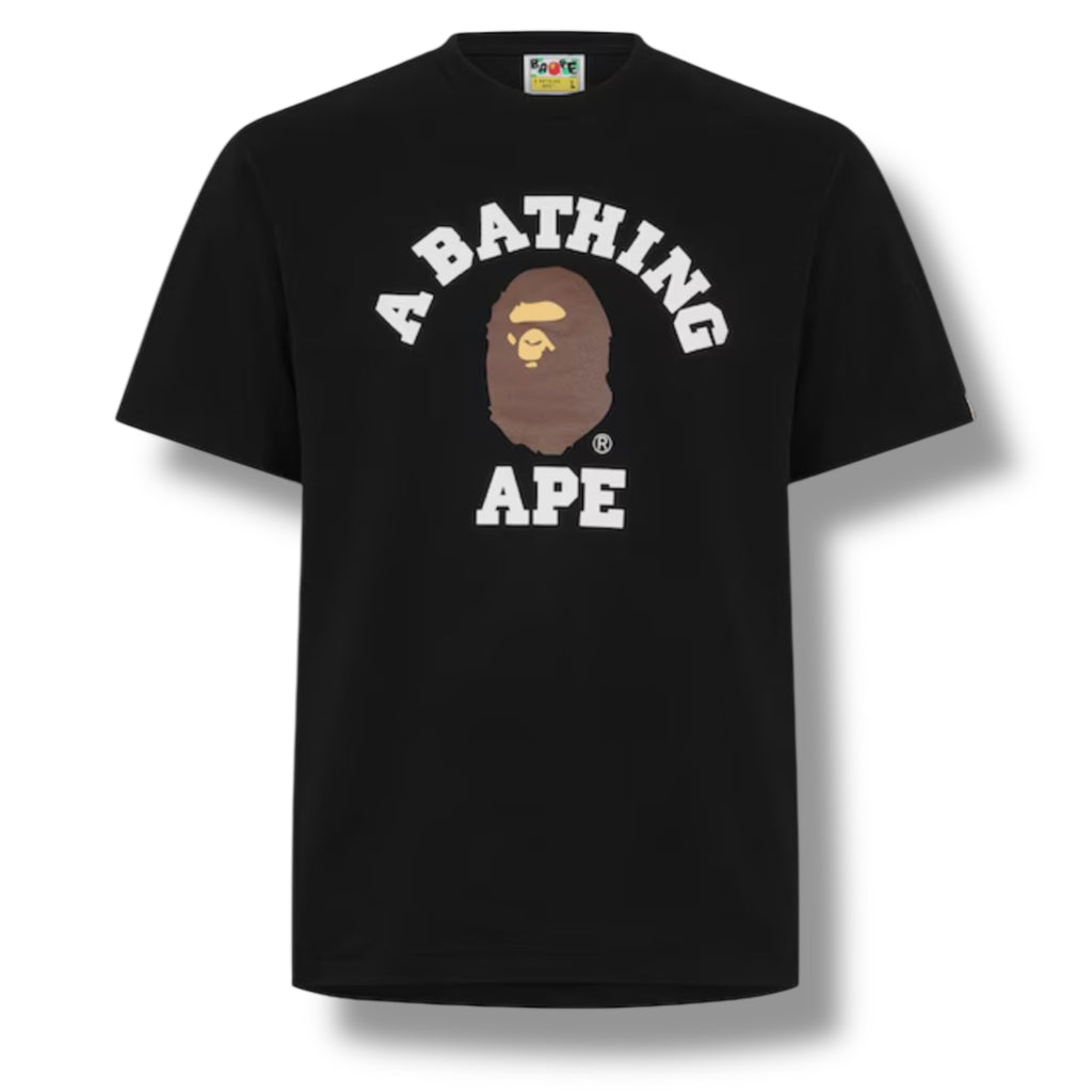A BATHING BAPE COLLEGE T-SHIRT BLACK