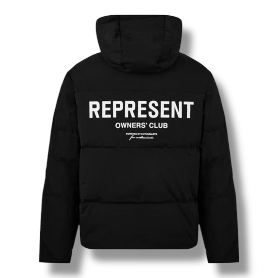 REPRESENT OWNERS CLUB HOODED PUFFER BLACK