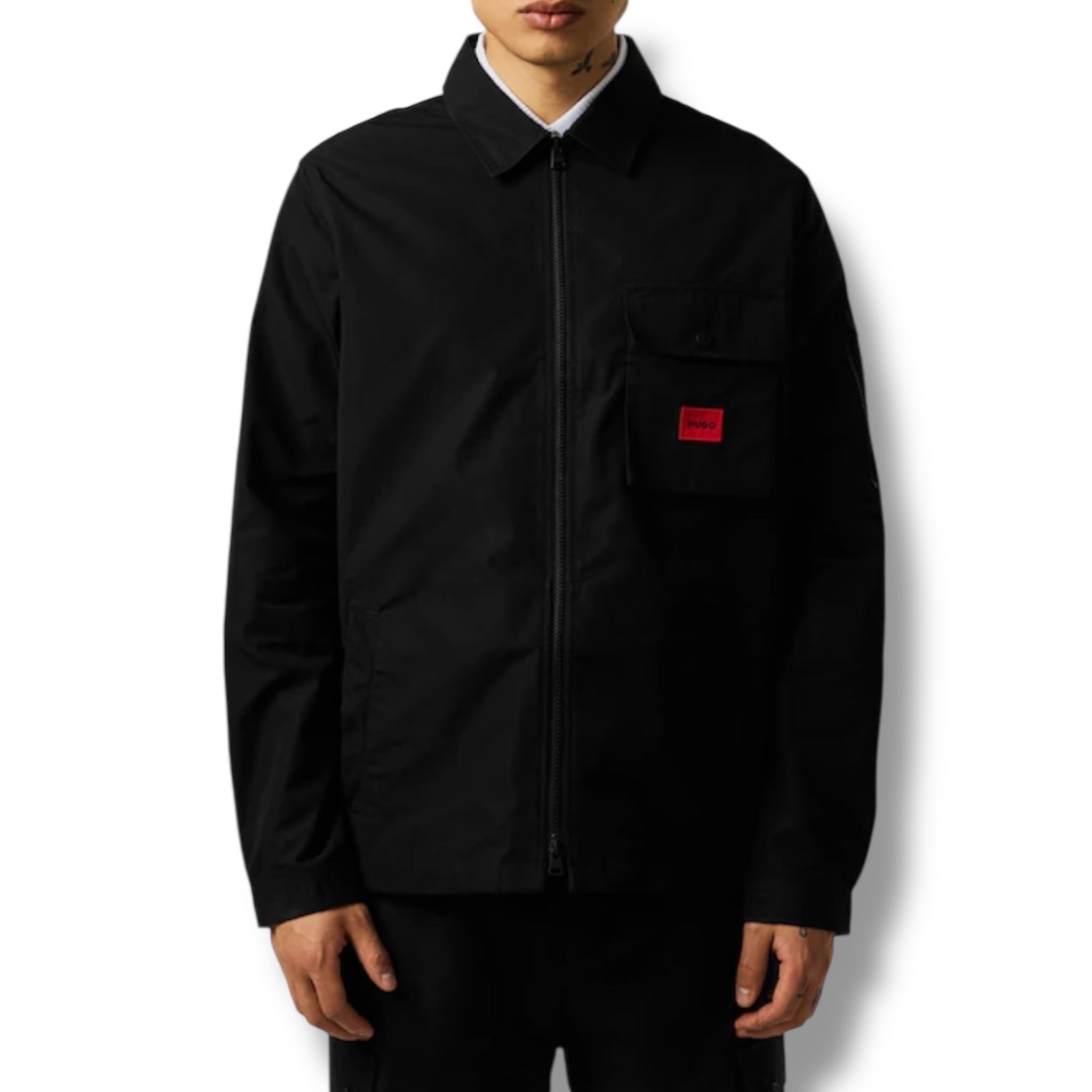 HUGO RED PATCH OVERSHIRT BLACK