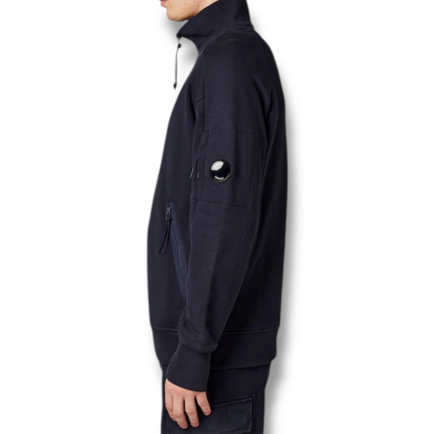 CP COMPANY LENS ARM 1/4 ZIP SWEATSHIRT NAVY BLUE