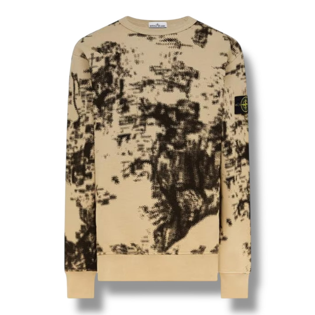 STONE ISLAND CREWNECK SWEATSHIRT CAMO TORTORA BROWN