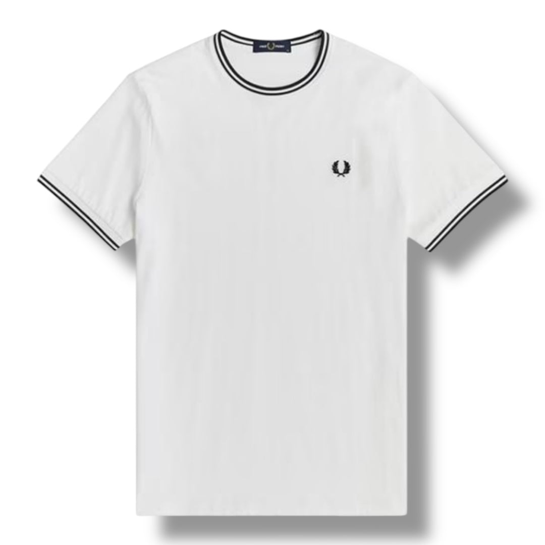 FRED PERRY TWIN TIP T-SHIRT WHITE