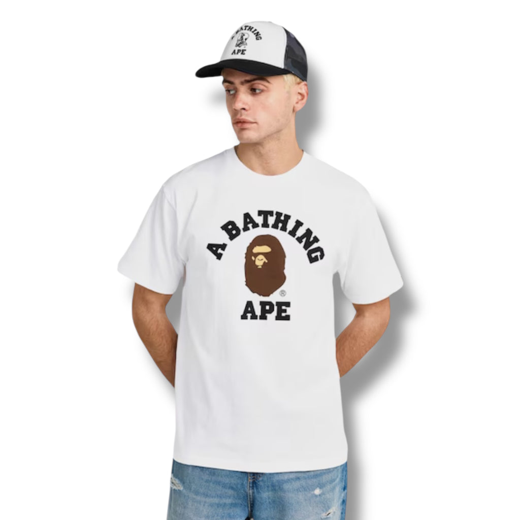 A BATHING BAPE COLLEGE T-SHIRT WHITE