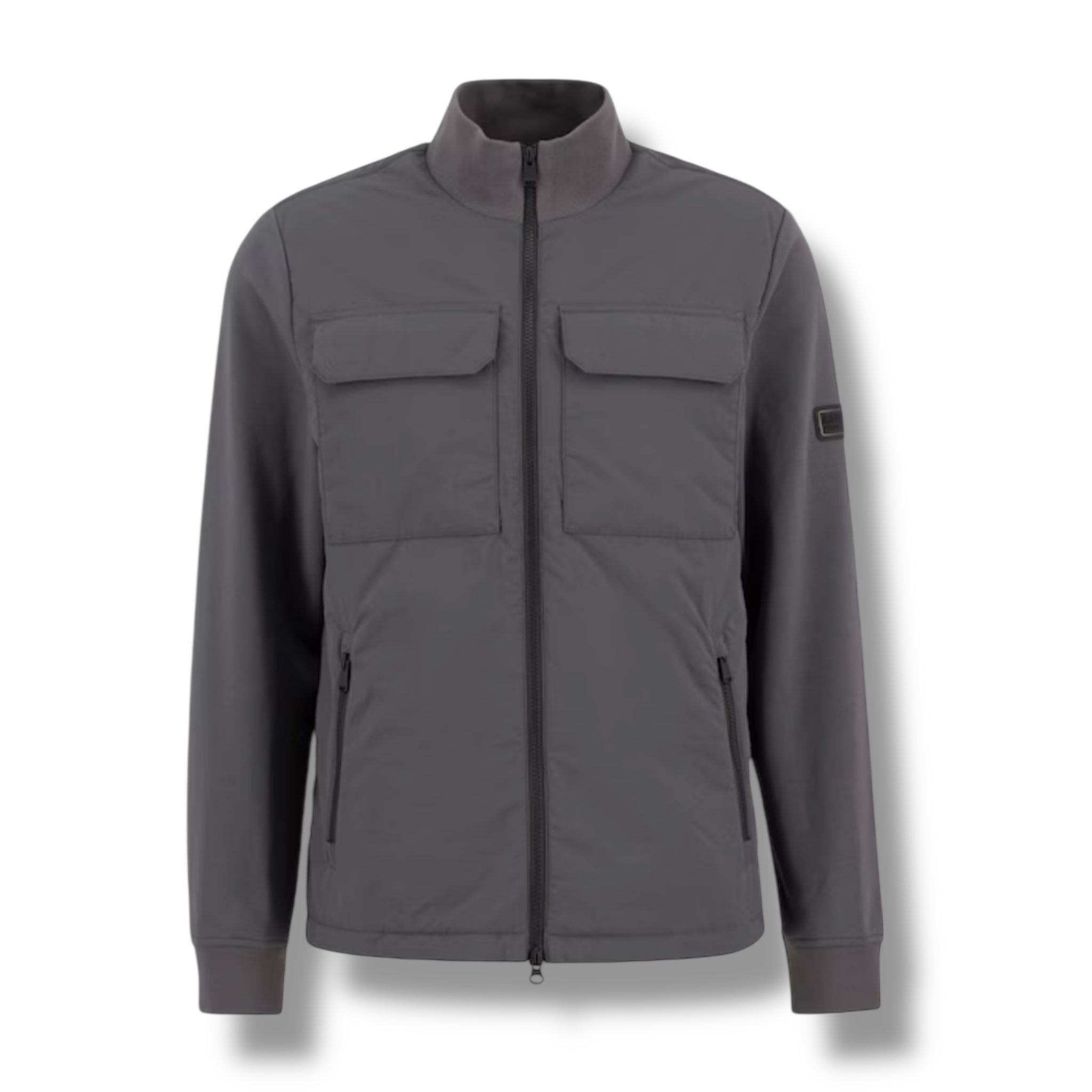 BARBOUR INTERNATIONAL QUILTED ZIP UP SWEATSHIRT CHARCOAL GREY