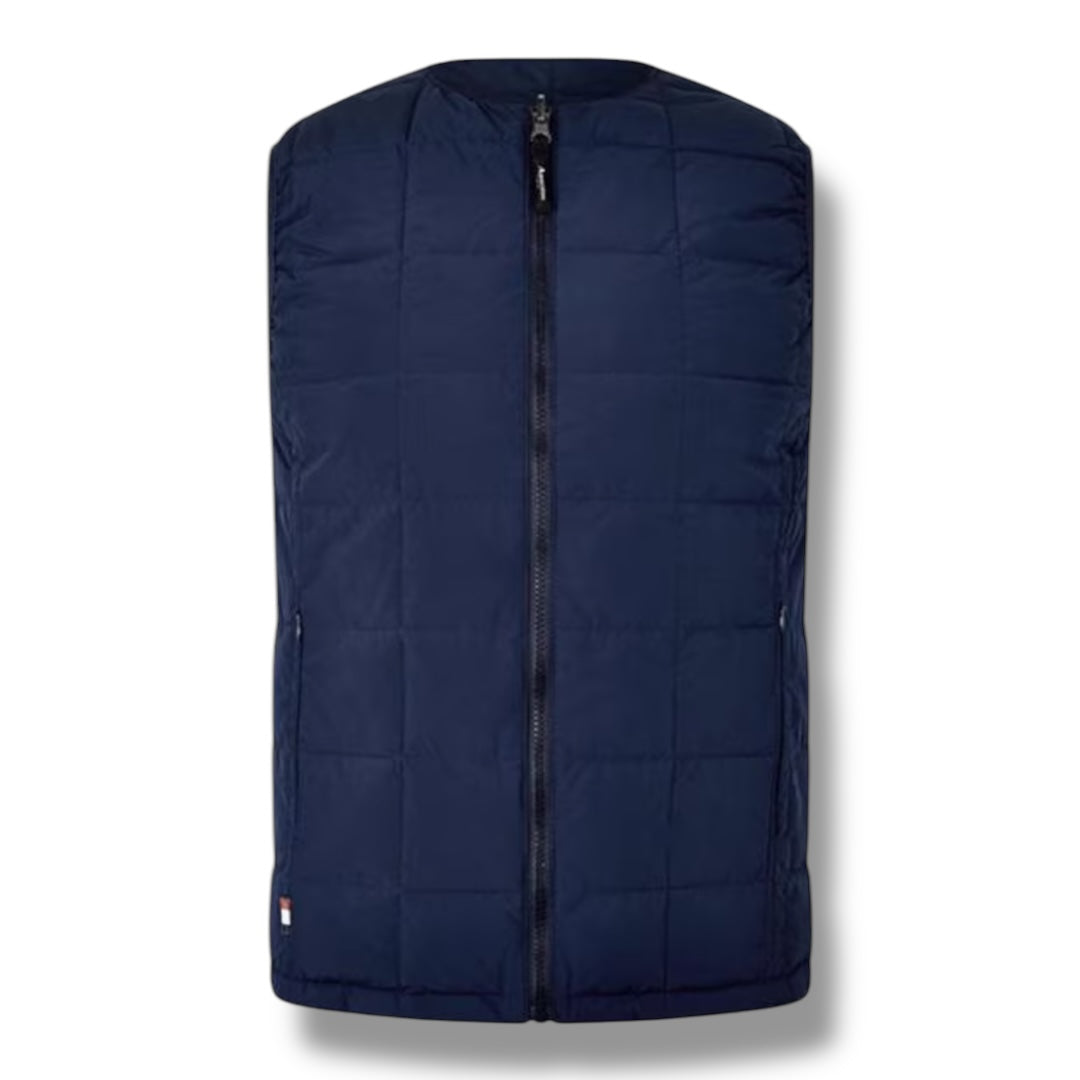 AQUASCUTUM REVERSIBLE PUFFER GILET CHECK - NAVY BLUE