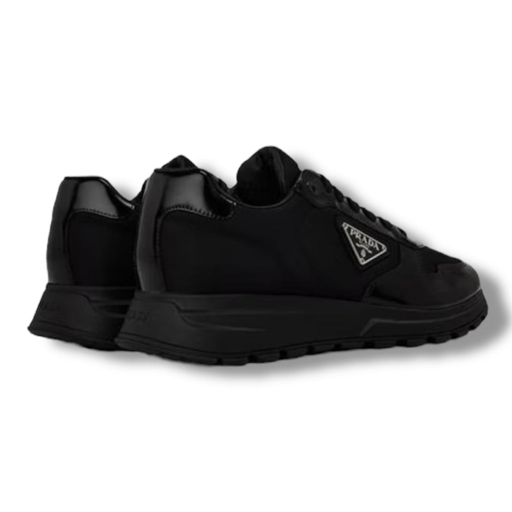 PRADA RE-NYLON TRIANGLE LOGO TRAINERS BLACK