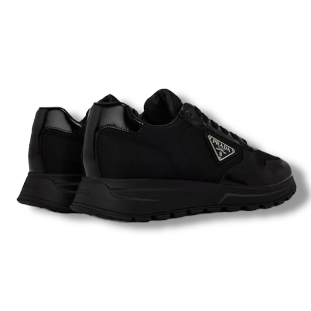 PRADA RE-NYLON TRIANGLE LOGO TRAINERS BLACK