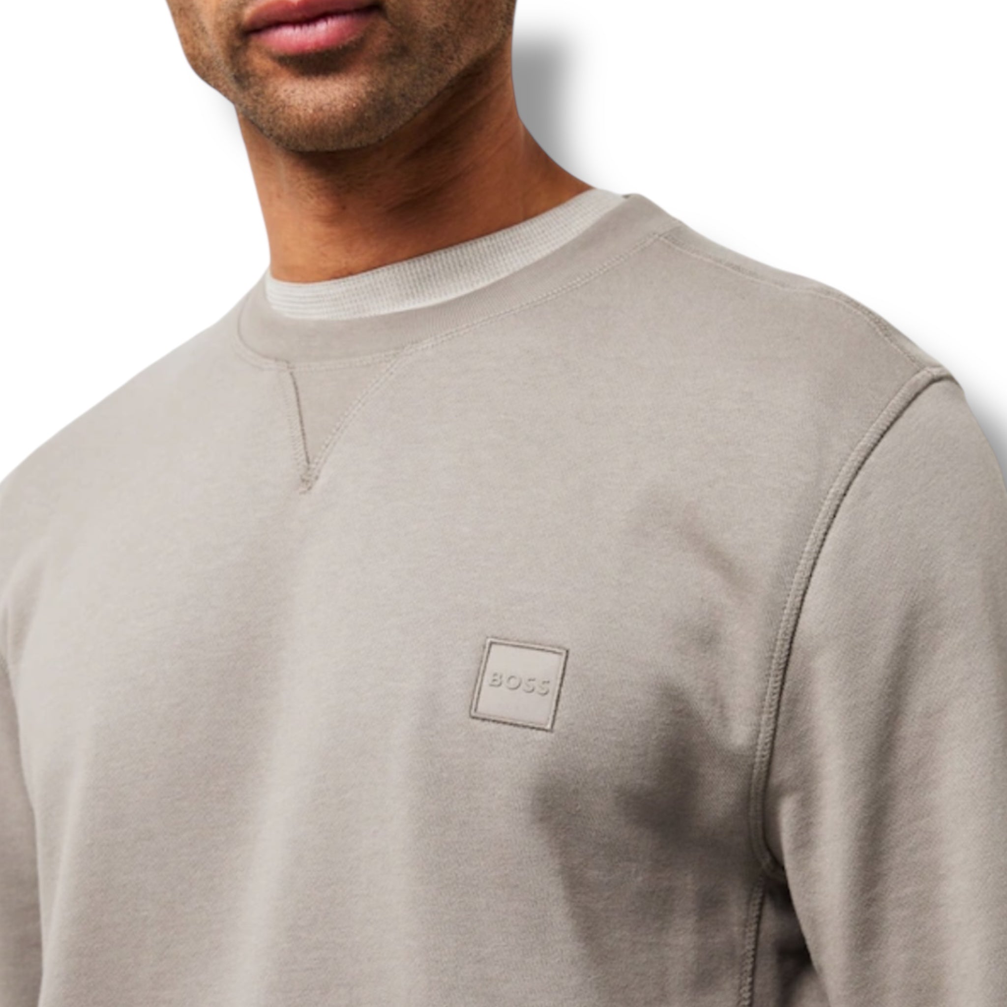 HUGO BOSS PATCH LOGO SWEATSHIRT BEIGE