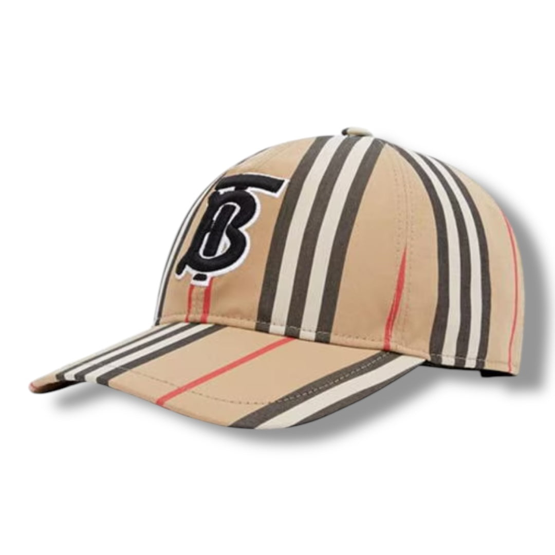 BURBERRY TB BASEBALL CAP STRIPE BEIGE