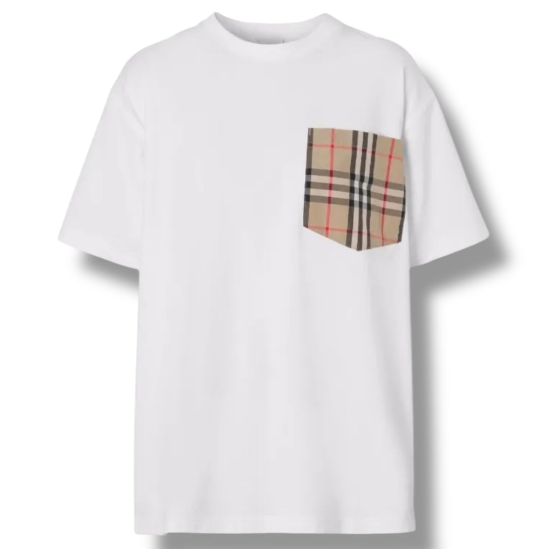 BURBERRY CHECK POCKET T-SHIRT WHITE