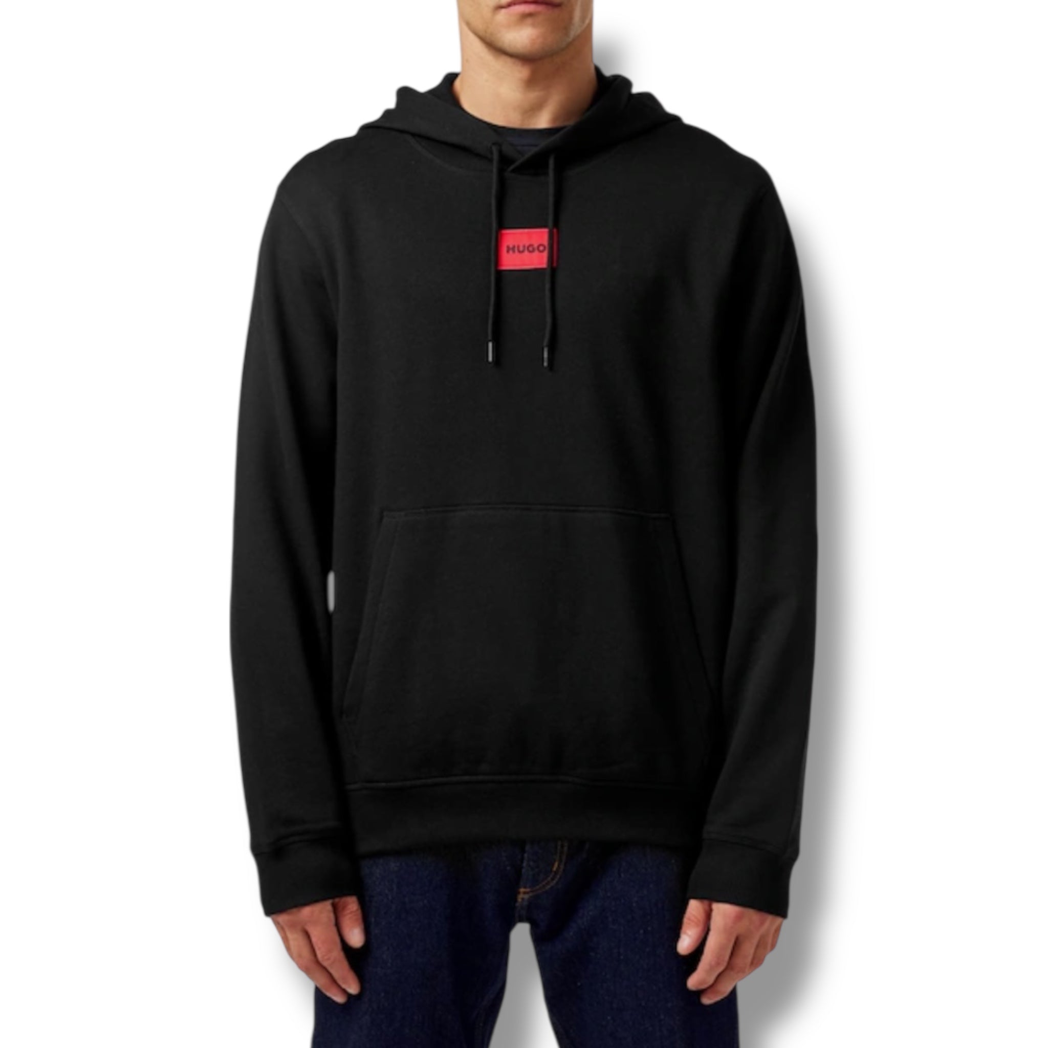 HUGO BOSS HUGO RED PATCH HOODIE & JERSEY SHORTS SET BLACK