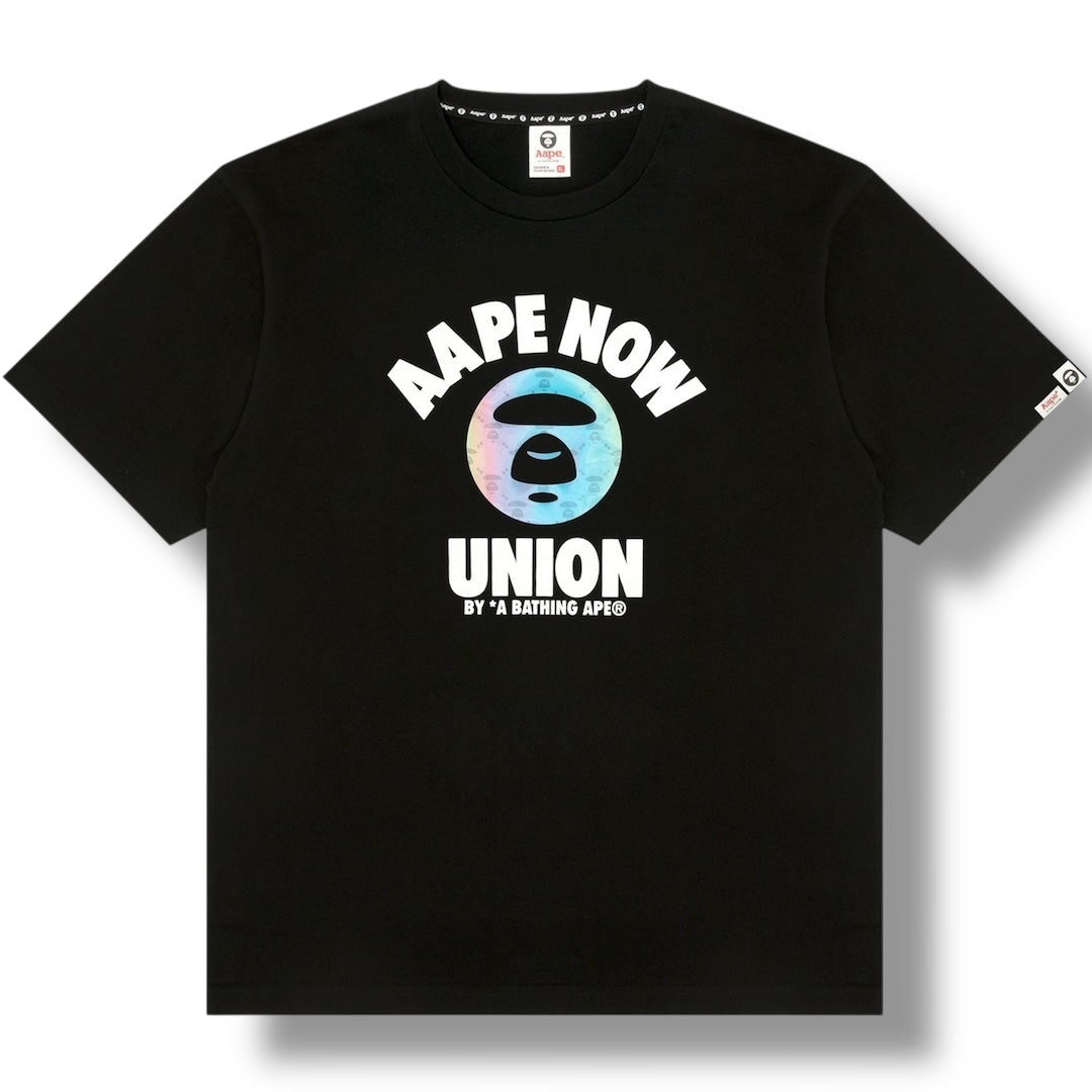 A BATHING APE AAPE MOONFACE UNION T-SHIRT BLACK